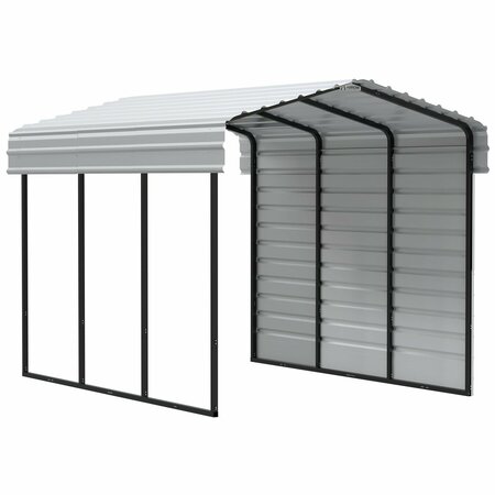 ARROW STORAGE PRODUCTS Galvanized Steel Carport, W/ 1-Sided Enclosure, Compact Car Metal Carport Kit, 10'x15'x9', Eggshell CPH101509ECL1